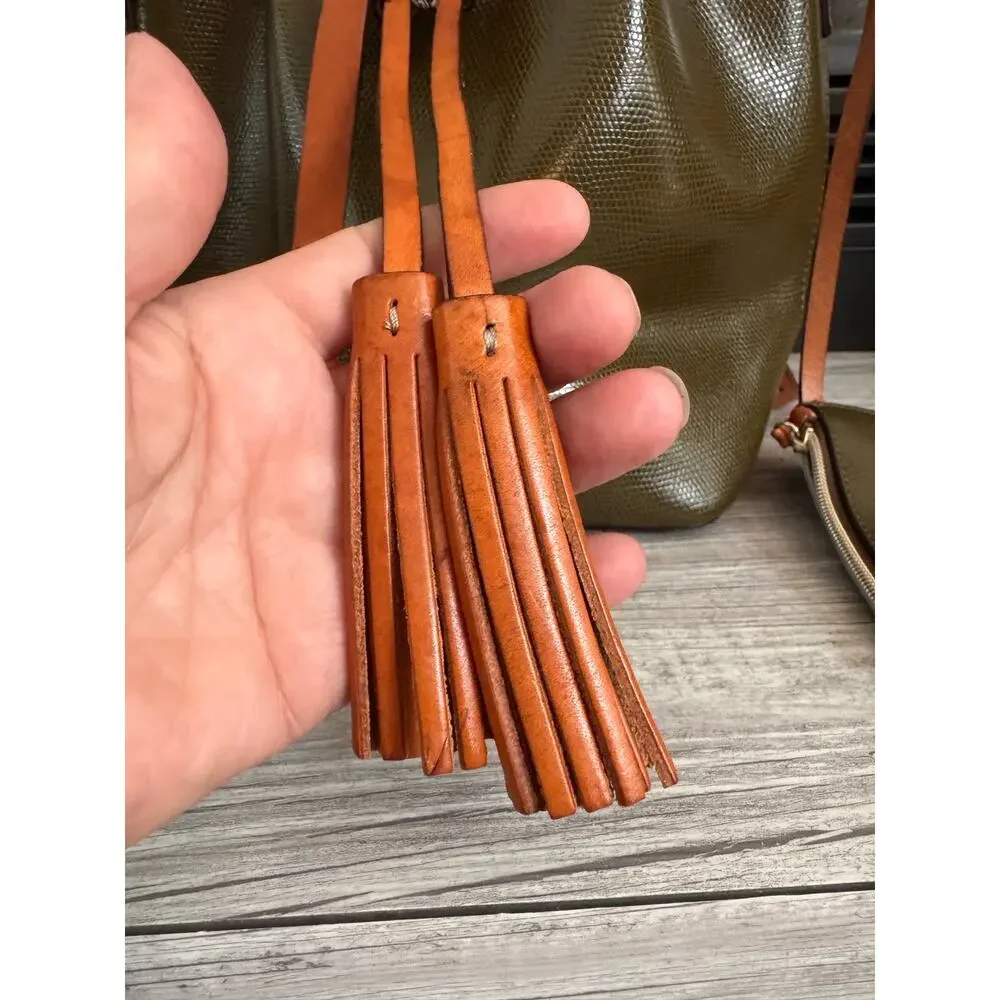 Dooney & Bourke Serena Embossed Leather Bucket Bag olive green